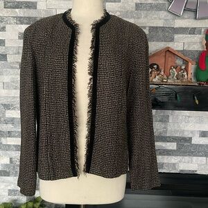 Sheri Martin New York Tweed Plaid Open Long Sleeve Women Blazer Size 16